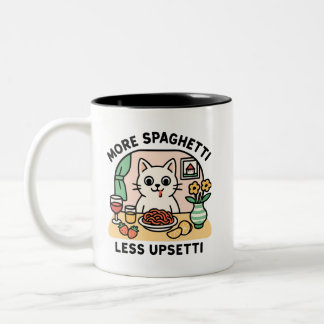 Plus Spaghetti Moins Upsetti Chat mug