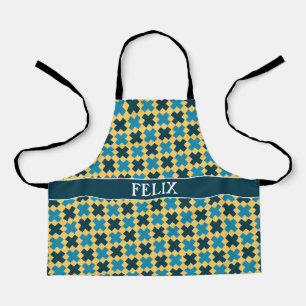 Plus Yellow Blue Minimal Pattern Apron