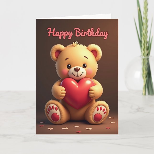 Plush Bear Birthday Card (Front)
