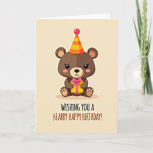Plush Bear Party Hat Card