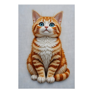 Plush Embroidered Cat Poster