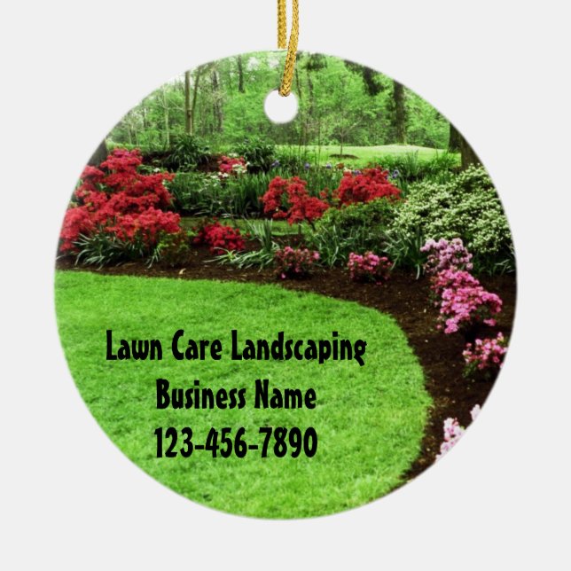 Plush Green Landscape Lawn Care Business Ceramic Ornament (Front)