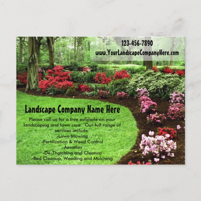 Plush Green Landscape Lawn Care Business Postcard (Front)