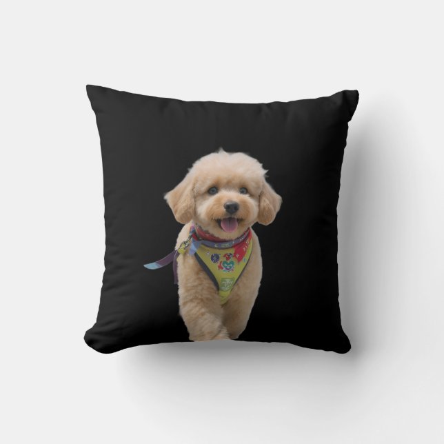 Plush Ivory Puppy Throw Pillow (Front)