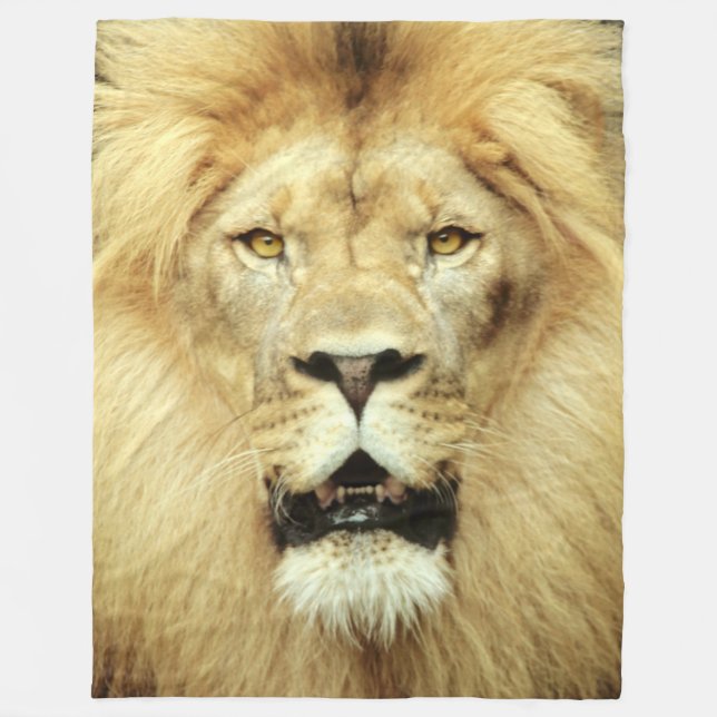 Plush Lion Head Photo Fleece Blanket (Front)