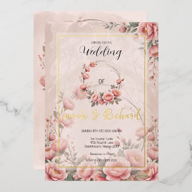 Plush Peach Pink Secret Garden Floral Wedding (Front/Back)