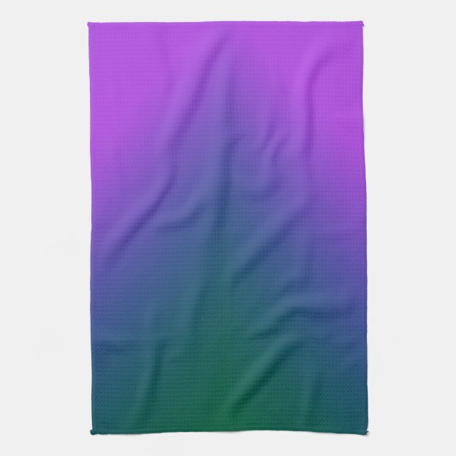 Plush Peacock Ombre Kitchen Towel (Vertical)