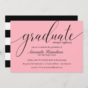 Plush Pink typographie Graduation Invitation