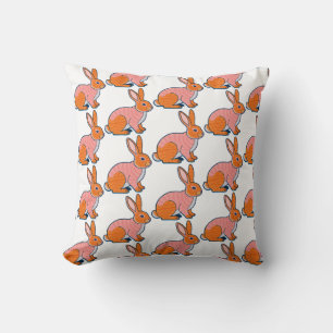 Plush Rabbit Illustration Throw Pillow