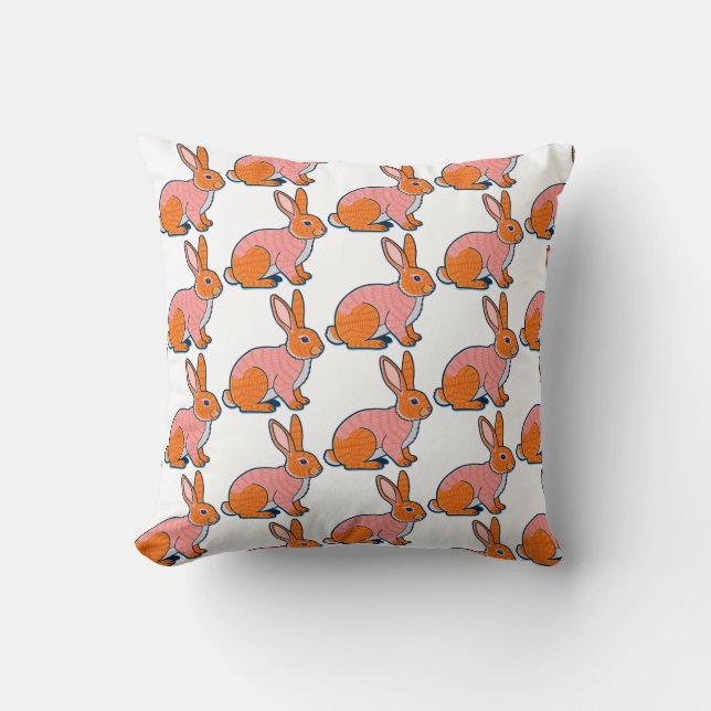 Plush Rabbit Illustration  Throw Pillow (Front)
