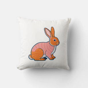 Plush Rabbit Illustration Throw Pillow