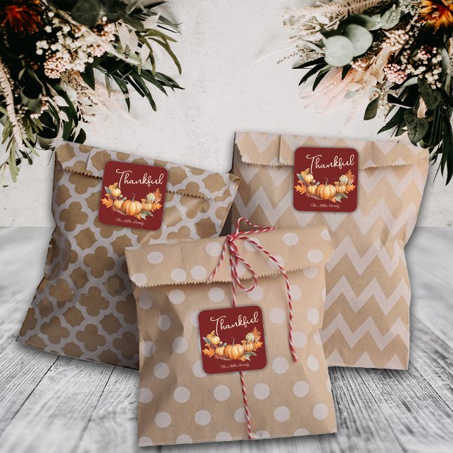 Plush RedThanksgiving Friendsgiving Dinner Custom  Square Sticker (Creator Uploaded)