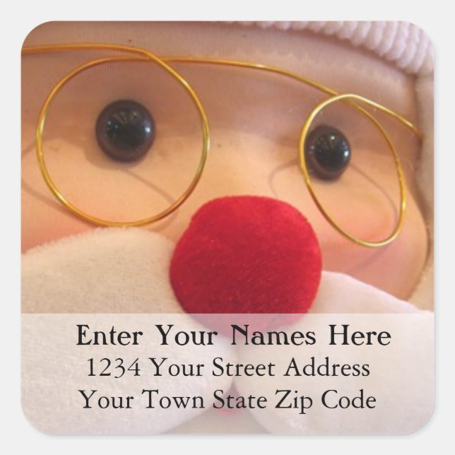 Plush Santa Christmas Return Address Label (Front)
