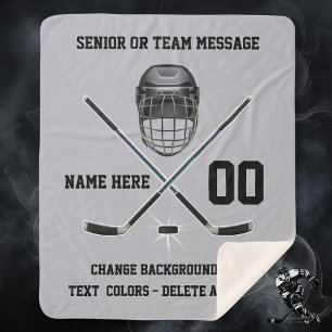 Plush Sherpa Personalized HOCKEY Blankets
