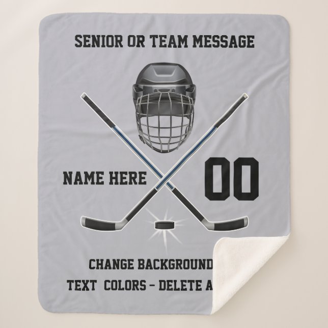 Plush Sherpa Personalized HOCKEY Blankets (Front)