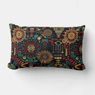 Plush Turquoise "Heritage-Inspired Patterns" Lumba Lumbar Pillow