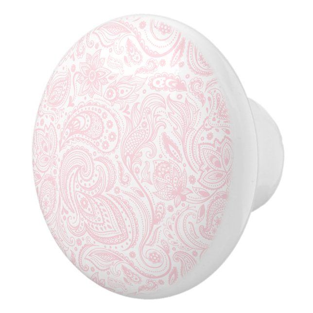 Plush White and Pink Paisley pattern Ceramic Knob (Right)
