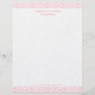Plush white paisley with pink paisley stripes letterhead