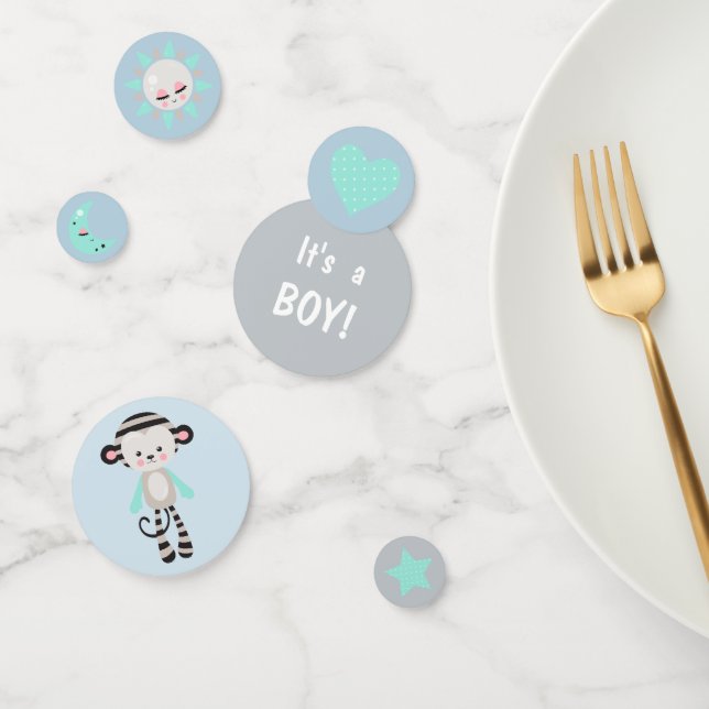 Plushie Monkey Boy Baby Shower Confetti (Group)
