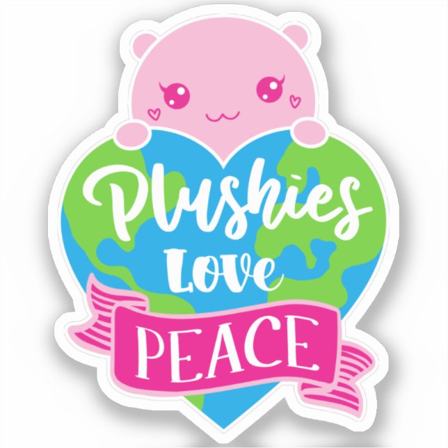 Plushies Love Peace | Cute Kawaii Heart Earth (Front)