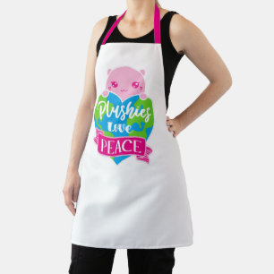 Plushies Love Peace   Cute Kawaii Heart Earth Apron