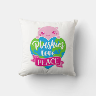 Plushies Love Peace Cute Kawaii Heart Earth Throw Pillow
