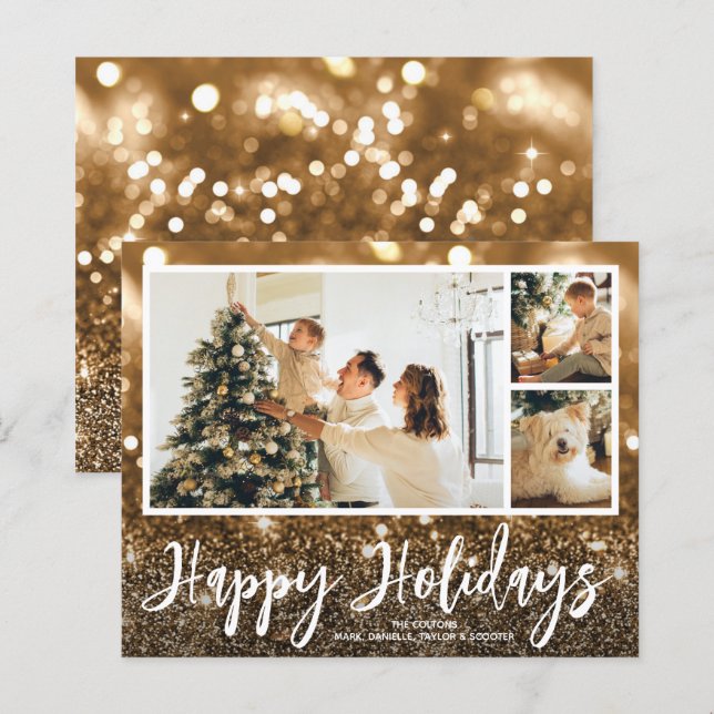 Plusieurs photos Happy Holidays Cartes de budget (Devant / Derrière)