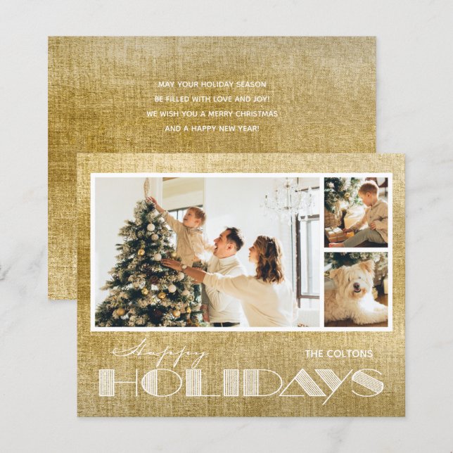 Plusieurs photos Happy Holidays Gold Budget Cartes (Devant / Derrière)