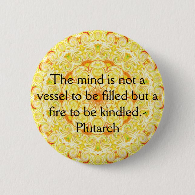 Plutarch quote education teacher learning 2 inch round button (Front)