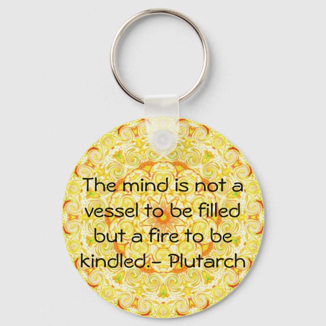 Plutarch quote education teacher learning keychain (Front)