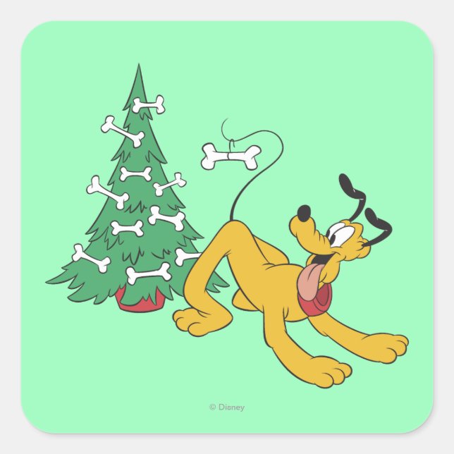 Pluto at Christmas Square Sticker (Front)