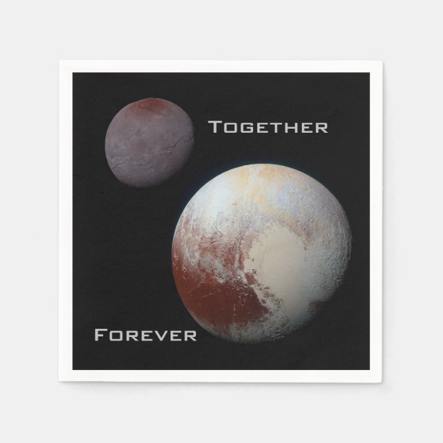 Pluto Charon Together Forever Cocktail Napkins (Front)