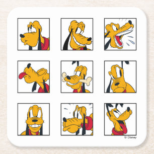 Pluto Expression Grid Square Paper Coaster