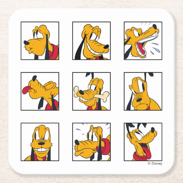 Pluto Expression Grid Square Paper Coaster (Front)