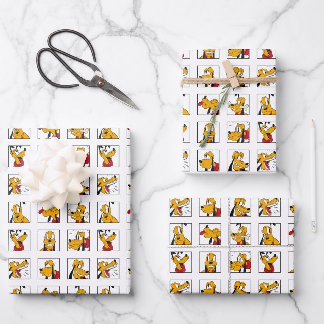 Pluto Expression Grid Wrapping Paper Sheet (Front)