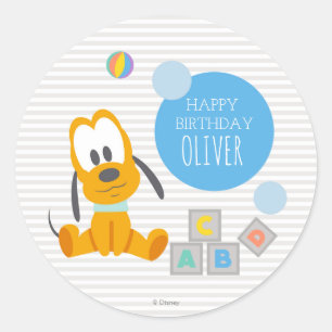 Pluto   First Birthday Classic Round Sticker