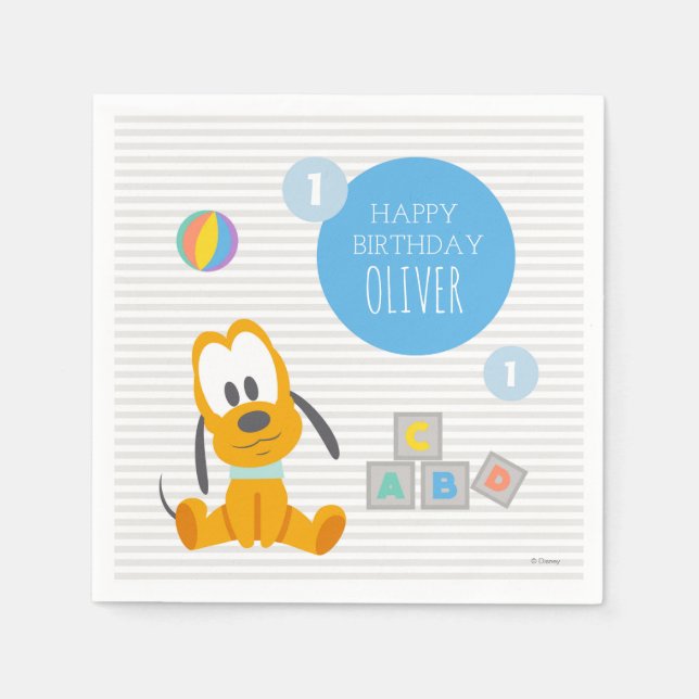 Pluto | First Birthday Napkin (Front)