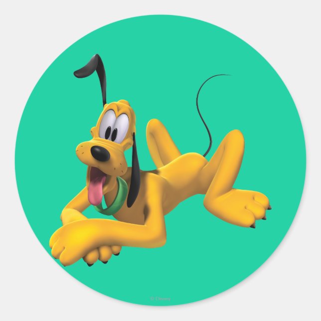 Pluto | Laying with Ear Up Classic Round Sticker (Front)