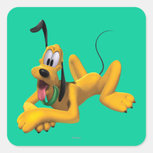 Pluto   Laying with Ear Up Square Sticker