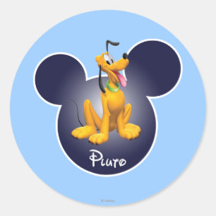 Pluto   Mickey Head Icon Classic Round Sticker