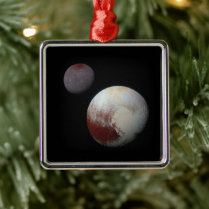 Pluto & Moon Charon by New Horizons NASA Metal Ornament