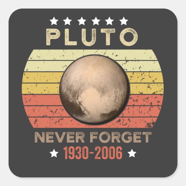 Pluto Never Forget 1930-2006 Square Sticker (Front)