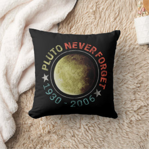 Pluto Never Forget 1930-2006 Vintage Planet Retro Throw Pillow