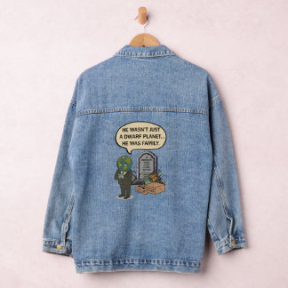 Pluto Never Forget Dwarf Planet Funny Space Humour Denim Jacket
