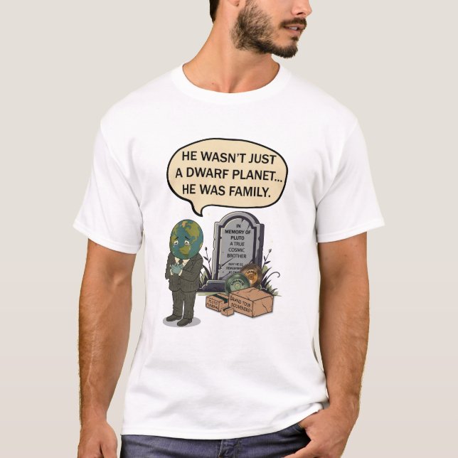 Pluto Never Forget Dwarf Planet Funny Space Humour T-Shirt (Front)