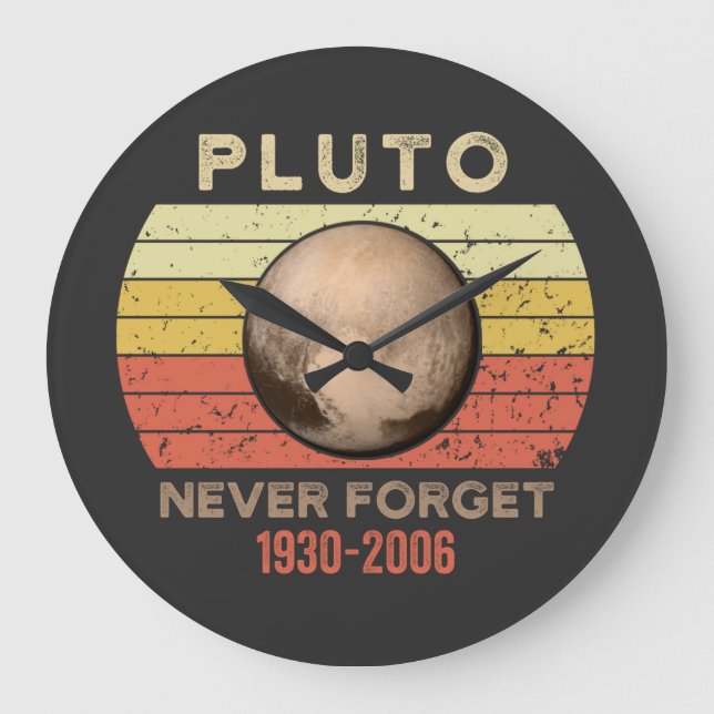 pluto never forget, eris, moon, astronomy, astrono large clock (Front)