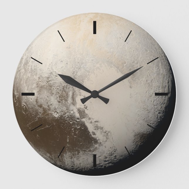 Pluto Planet Black Dashes Elegant Greige Scorpio Large Clock (Front)
