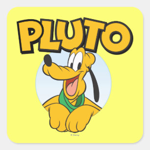 Pluto   Pup with Name Square Sticker