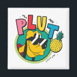 Pluto Retro Cool Summer Vibes Magnet<br><div class="desc">Bring a splash of sunshine and retro flair to your daily routine with this eye-catching graphic! Featuring a playful, bold aesthetic inspired by classic 90s cartoons and pop art, this design showcases a cheerful Pluto rocking iconic shades alongside a tropical pineapple. With its bright primary colors—pink, red, yellow, and teal—and...</div>