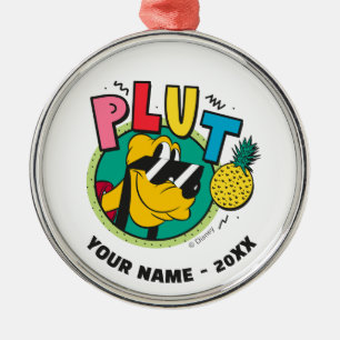 Pluto Retro Cool Summer Vibes Metal Ornament